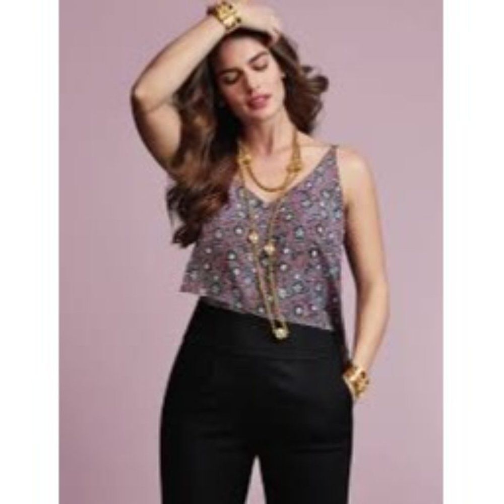 CAbi Floral Scrollwork Cami Tank Top Size Small